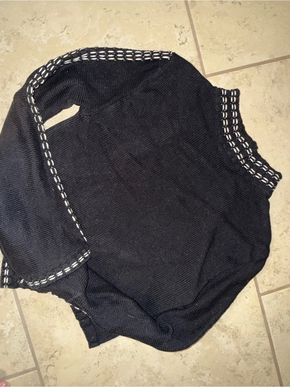 Altar'd State Black Crewneck Sweater with White Stitch Detail